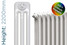 DQ-MD3-2200-TH - DQ Modus 3 Column Vertical Radiator H2200mm x W530mm DQ-MD3-2200-TH - DQ Modus 3 Column Vertical Radiator H2200mm x W530mm